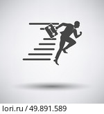 Accelerating businessman icon on gray background with round shadow. Vector illustration. Стоковая иллюстрация, агентство Ingram Publishing / Фотобанк Лори