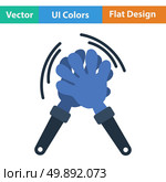 Football fans clap hand toy icon. Flat design in ui colors. Vector illustration. Стоковая иллюстрация, агентство Ingram Publishing / Фотобанк Лори