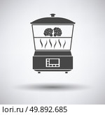 Kitchen steam cooker icon on gray background with round shadow. Vector illustration. Стоковая иллюстрация, агентство Ingram Publishing / Фотобанк Лори
