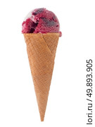 Ice cream cone with scoop of red fruits isolated on white background. Стоковое фото, агентство Ingram Publishing / Фотобанк Лори