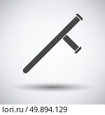 Police baton icon on gray background, round shadow. Vector illustration. Стоковая иллюстрация, агентство Ingram Publishing / Фотобанк Лори