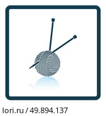Yarn ball with knitting needles icon. Shadow reflection design. Vector illustration. Стоковая иллюстрация, агентство Ingram Publishing / Фотобанк Лори