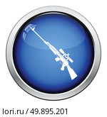 Sniper rifle icon. Glossy button design. Vector illustration. Стоковая иллюстрация, агентство Ingram Publishing / Фотобанк Лори