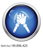 Football fans clap hand toy icon. Glossy button design. Vector illustration. Стоковая иллюстрация, агентство Ingram Publishing / Фотобанк Лори