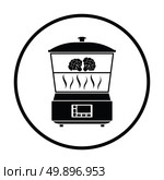 Kitchen steam cooker icon. Thin circle design. Vector illustration. Стоковая иллюстрация, агентство Ingram Publishing / Фотобанк Лори