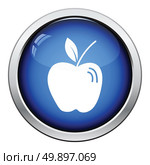 Icon of Apple. Glossy button design. Vector illustration. Стоковая иллюстрация, агентство Ingram Publishing / Фотобанк Лори