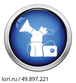 Electric breast pump icon. Glossy button design. Vector illustration. Стоковая иллюстрация, агентство Ingram Publishing / Фотобанк Лори