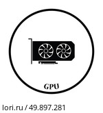 GPU icon. Flat color design. Vector illustration. Thin circle design. Vector illustration. Стоковая иллюстрация, агентство Ingram Publishing / Фотобанк Лори