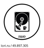 HDD icon. Flat color design. Vector illustration. Thin circle design. Vector illustration. Стоковая иллюстрация, агентство Ingram Publishing / Фотобанк Лори