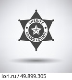 Sheriff badge icon on gray background with round shadow. Vector illustration. Стоковая иллюстрация, агентство Ingram Publishing / Фотобанк Лори