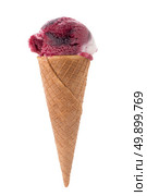 Ice cream cone with scoop of red fruits isolated on white background. Стоковое фото, агентство Ingram Publishing / Фотобанк Лори