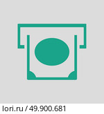 Banknote sliding from atm slot icon. Gray background with green. Vector illustration. Стоковая иллюстрация, агентство Ingram Publishing / Фотобанк Лори