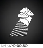 Rainfall like from bucket icon. Black background with white. Vector illustration. Стоковая иллюстрация, агентство Ingram Publishing / Фотобанк Лори