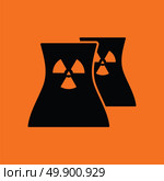 Nuclear station icon. Orange background with black. Vector illustration. Стоковая иллюстрация, агентство Ingram Publishing / Фотобанк Лори