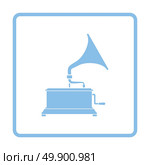 Gramophone icon. Blue frame design. Vector illustration. Стоковая иллюстрация, агентство Ingram Publishing / Фотобанк Лори