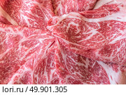 Wagyu A5 Beef meat texture for food background. Стоковое фото, агентство Ingram Publishing / Фотобанк Лори