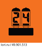 Electric numeral lamp icon. Orange background with black. Vector illustration. Стоковая иллюстрация, агентство Ingram Publishing / Фотобанк Лори