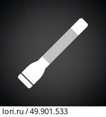 Police flashlight icon. Black background with white. Vector illustration. Стоковая иллюстрация, агентство Ingram Publishing / Фотобанк Лори