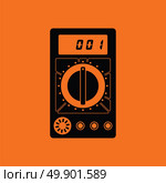 Multimeter icon. Orange background with black. Vector illustration. Стоковая иллюстрация, агентство Ingram Publishing / Фотобанк Лори