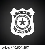 Police badge icon. Black background with white. Vector illustration. Стоковая иллюстрация, агентство Ingram Publishing / Фотобанк Лори