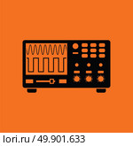 Oscilloscope icon. Orange background with black. Vector illustration. Стоковая иллюстрация, агентство Ingram Publishing / Фотобанк Лори