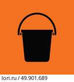 Icon of bucket. Orange background with black. Vector illustration. Стоковая иллюстрация, агентство Ingram Publishing / Фотобанк Лори
