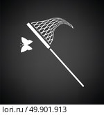 Butterfly net  icon. Black background with white. Vector illustration. Стоковая иллюстрация, агентство Ingram Publishing / Фотобанк Лори