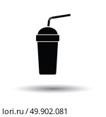 Disposable soda cup and flexible stick icon. White background with shadow design. Vector illustration. Стоковая иллюстрация, агентство Ingram Publishing / Фотобанк Лори