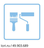 Icon of construction paint brushes. Blue frame design. Vector illustration. Стоковая иллюстрация, агентство Ingram Publishing / Фотобанк Лори