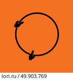 Icon of hand holding photography reflector. Orange background with black. Vector illustration. Стоковая иллюстрация, агентство Ingram Publishing / Фотобанк Лори
