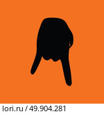 Baseball catcher gesture icon. Orange background with black. Vector illustration. Стоковая иллюстрация, агентство Ingram Publishing / Фотобанк Лори