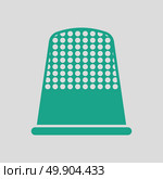 Tailor thimble icon. Gray background with green. Vector illustration. Стоковая иллюстрация, агентство Ingram Publishing / Фотобанк Лори