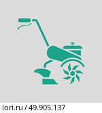 Garden tiller icon. Gray background with green. Vector illustration. Стоковая иллюстрация, агентство Ingram Publishing / Фотобанк Лори