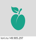 Plum icon. Gray background with green. Vector illustration. Стоковая иллюстрация, агентство Ingram Publishing / Фотобанк Лори