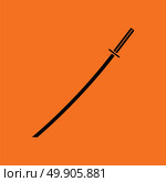 Japanese sword icon. Orange background with black. Vector illustration. Стоковая иллюстрация, агентство Ingram Publishing / Фотобанк Лори