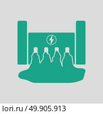 Hydro power station icon. Gray background with green. Vector illustration. Стоковая иллюстрация, агентство Ingram Publishing / Фотобанк Лори