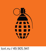 Defensive grenade icon. Orange background with black. Vector illustration. Стоковая иллюстрация, агентство Ingram Publishing / Фотобанк Лори