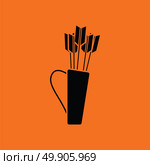 Quiver with arrows icon. Orange background with black. Vector illustration. Стоковая иллюстрация, агентство Ingram Publishing / Фотобанк Лори