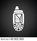 Portable GPS device icon. Black background with white. Vector illustration. Стоковая иллюстрация, агентство Ingram Publishing / Фотобанк Лори