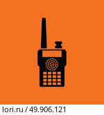 Portable radio icon. Orange background with black. Vector illustration. Стоковая иллюстрация, агентство Ingram Publishing / Фотобанк Лори