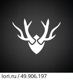 Deer's antlers  icon. Black background with white. Vector illustration. Стоковая иллюстрация, агентство Ingram Publishing / Фотобанк Лори