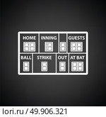 Baseball scoreboard icon. Black background with white. Vector illustration. Стоковая иллюстрация, агентство Ingram Publishing / Фотобанк Лори
