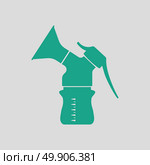 Breast pump icon. Gray background with green. Vector illustration. Стоковая иллюстрация, агентство Ingram Publishing / Фотобанк Лори