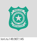 Police badge icon. Gray background with green. Vector illustration. Стоковая иллюстрация, агентство Ingram Publishing / Фотобанк Лори