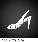 Woman heeled sandal icon. Black background with white. Vector illustration. Стоковая иллюстрация, агентство Ingram Publishing / Фотобанк Лори