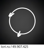 Icon of hand holding photography reflector. Black background with white. Vector illustration. Стоковая иллюстрация, агентство Ingram Publishing / Фотобанк Лори