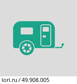 Camping family caravan car  icon. Gray background with green. Vector illustration. Стоковая иллюстрация, агентство Ingram Publishing / Фотобанк Лори