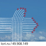 Independent team concept and game changer business organization or political movement change symbol and disruptive group innovation icon as a sn organized set of jet airplanes breaking through the establishment with 3D illustration elements.

. Стоковое фото, агентство Ingram Publishing / Фотобанк Лори