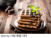 chocolate waffles. Стоковое фото, агентство Ingram Publishing / Фотобанк Лори