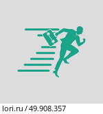 Accelerating businessman icon. Gray background with green. Vector illustration. Стоковая иллюстрация, агентство Ingram Publishing / Фотобанк Лори